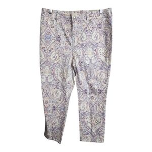 Chicos Girlfriend Sateen Paisley Slim Leg Crop Casual Office Preppy Party Pant 6